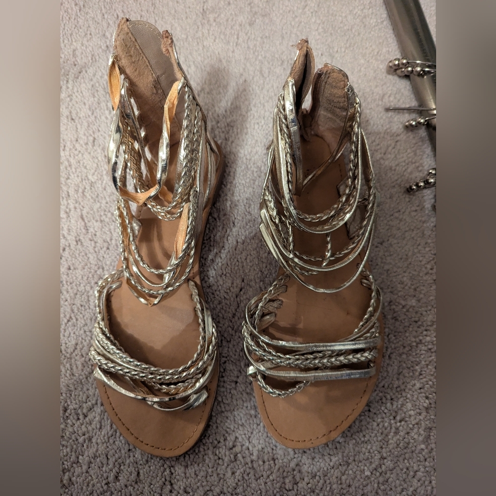 Stylish Gold Braided Women's Sandals